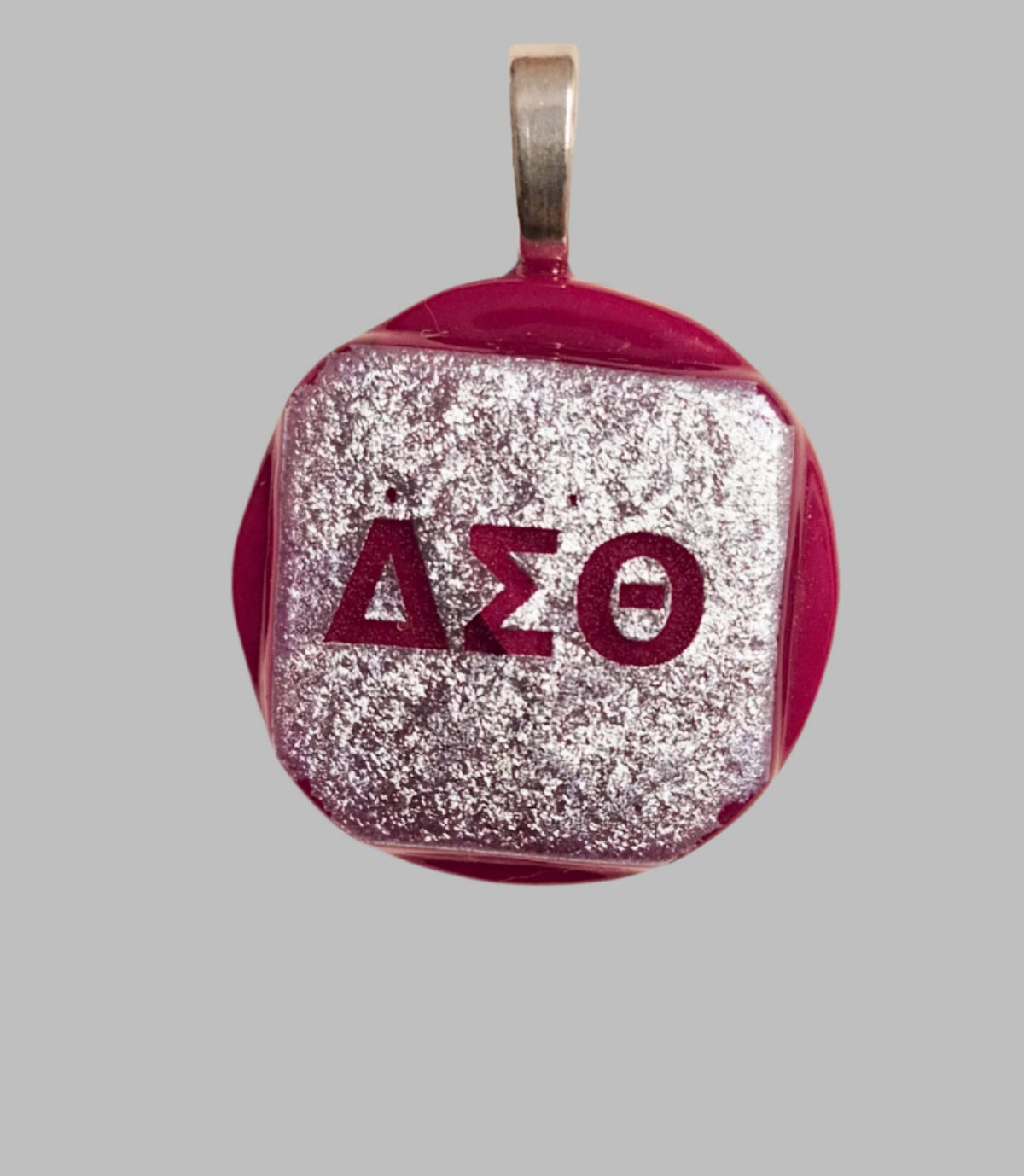 Delta Sigma Theta Sorority Pendant Round Red Letter