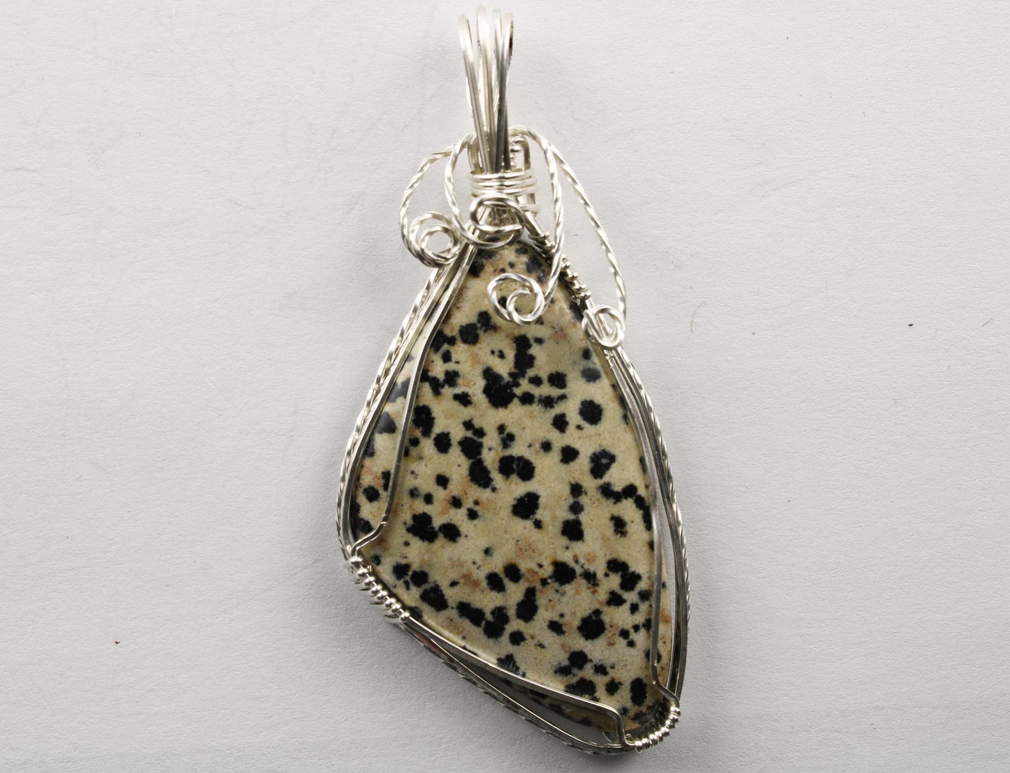 Silver Wire Wrapped Natural Stone Pendant and Earrings II