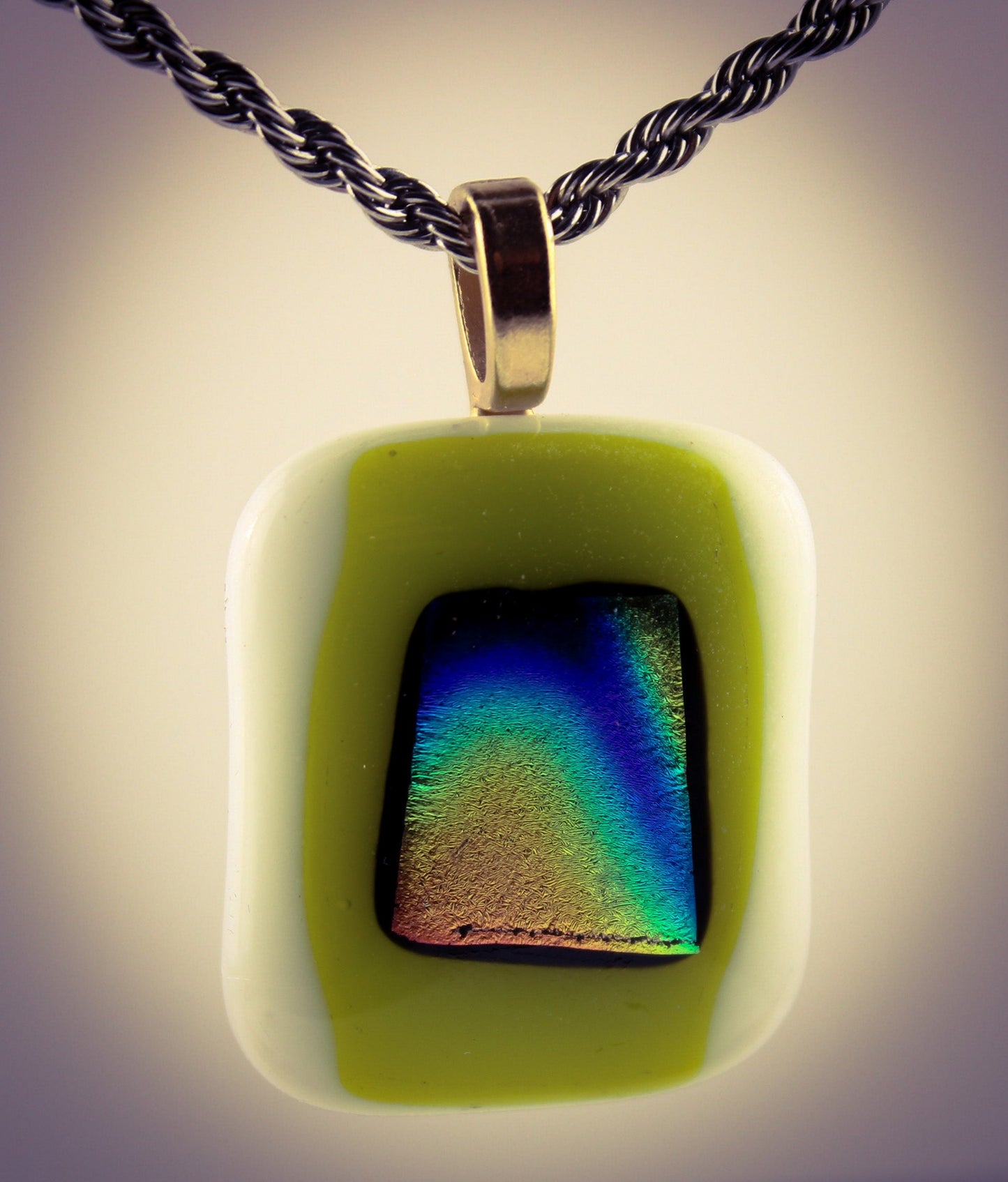 Green rectangle dichroic pendent No. 1