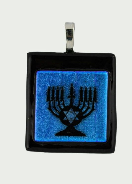 Blue Menorah Pendant