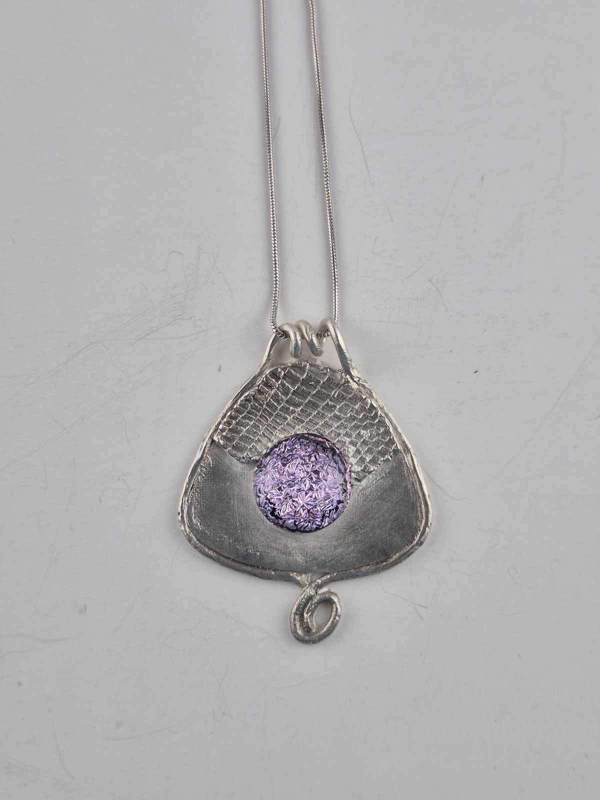 Fine silver pendant with Dichroic Glass